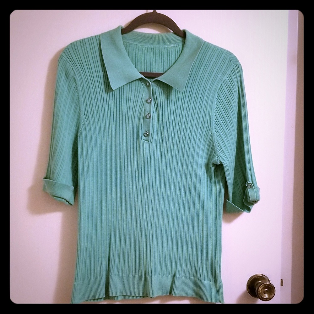 Mint Mid Sleeve Sweater Shirt